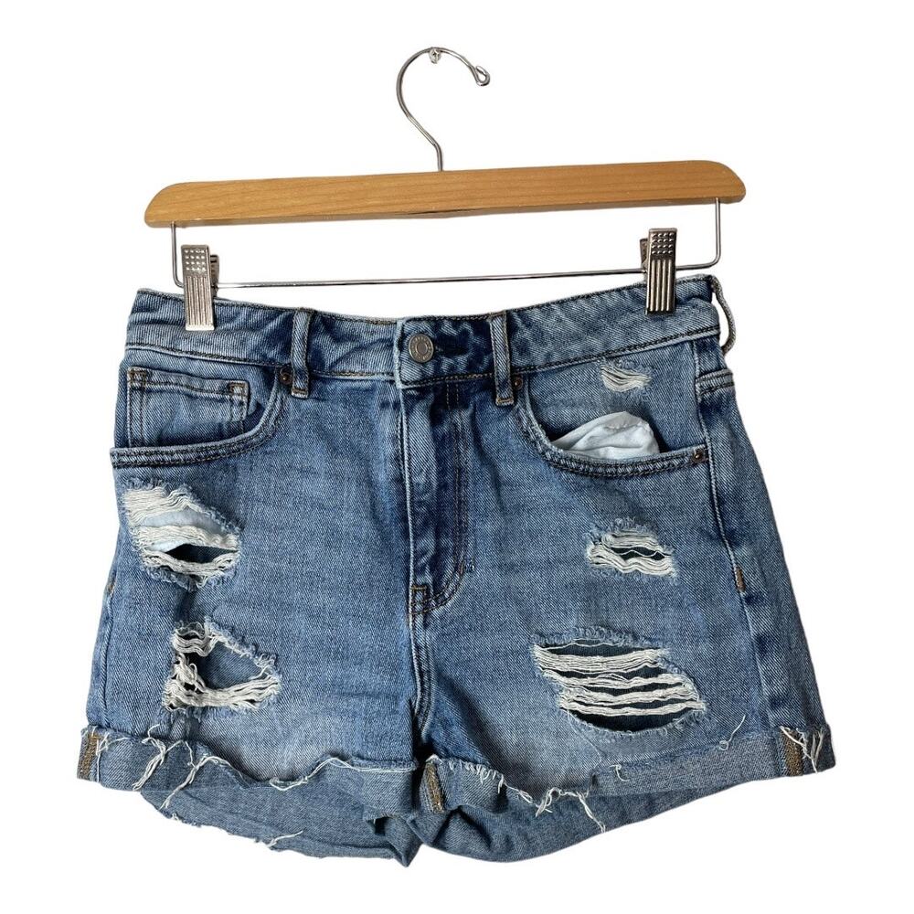 Pacsun Mom Short Denim Jean Jorts 26 Distressed Blue Womens